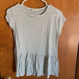 Black & White Striped Peplum Top